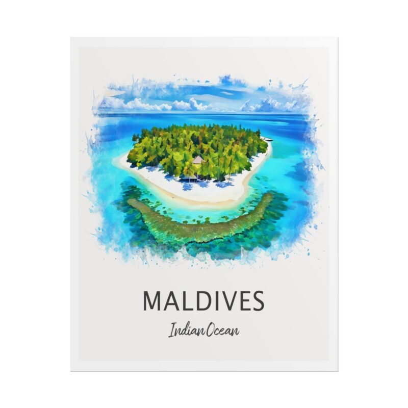 Illustration of Maldives island in Indian Ocean.