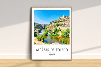 Framed painting of Alcázar de Toledo, Spain.