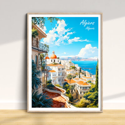 Illustration of Algiers coastline and architecture