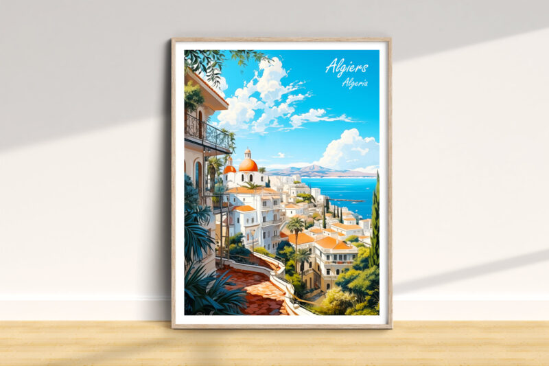 Illustration of Algiers coastline and architecture