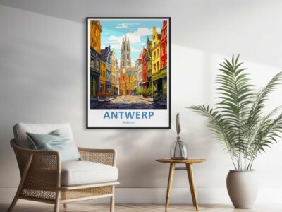 Antwerp artwork in modern living room.
