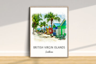 Colorful Caribbean beach huts, British Virgin Islands