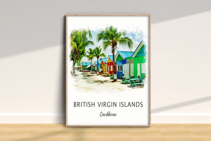Colorful Caribbean beach huts, British Virgin Islands