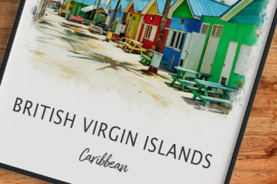Colorful huts in British Virgin Islands, Caribbean.