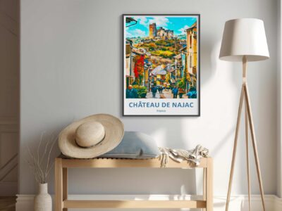 Wall art of Château de Najac, France.