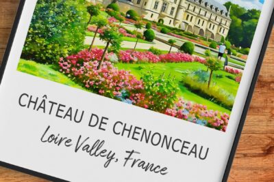 Poster of colorful gardens at Château de Chenonceau.
