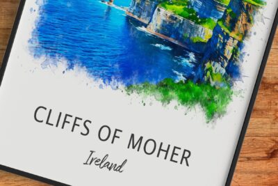 Watercolor Cliffs of Moher, Ireland art print.