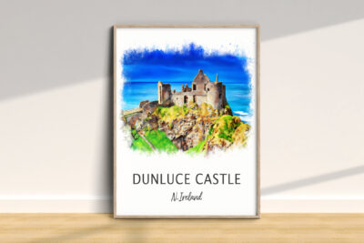 Dunluce Castle illustration, Northern Ireland coastline