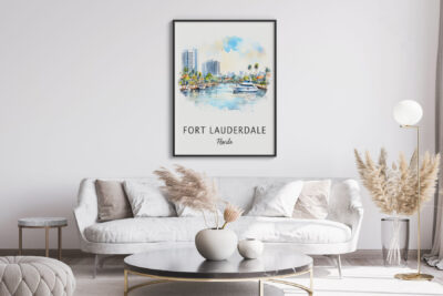 Living room with Fort Lauderdale poster