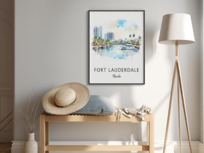Fort Lauderdale art on living room wall