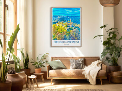 Cozy living room with Hohenzollern Castle poster