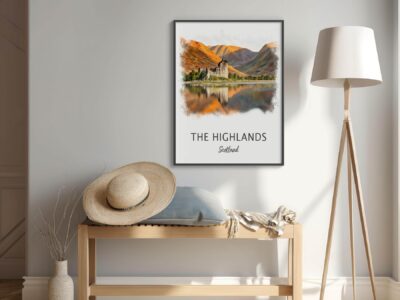 Scotland Highlands artwork in minimalist room