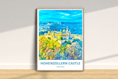 Hohenzollern Castle artwork poster on the floor.