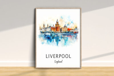 Liverpool watercolor skyline art print