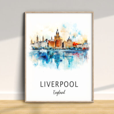 Liverpool watercolor skyline art print