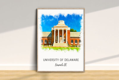 Framed University of Delaware illustration, Newark, DE