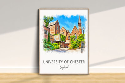 Painting of University of Chester campus building.