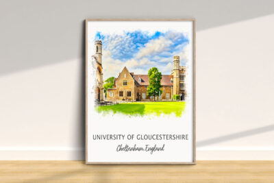 University of Gloucestershire campus illustration, Cheltenham, England.