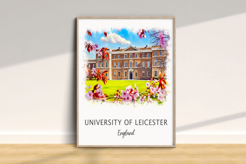 University of Leicester building with flowers, England