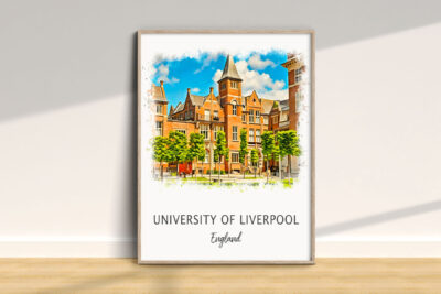 University of Liverpool illustration, England campus building.