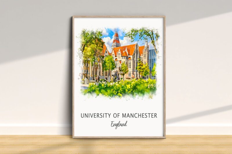 University of Manchester campus illustration, England.