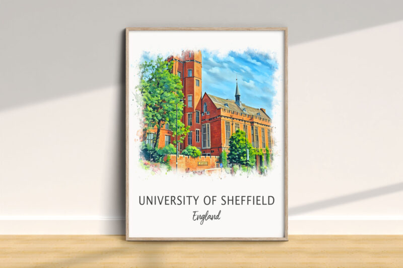 Illustration of University of Sheffield building, England.