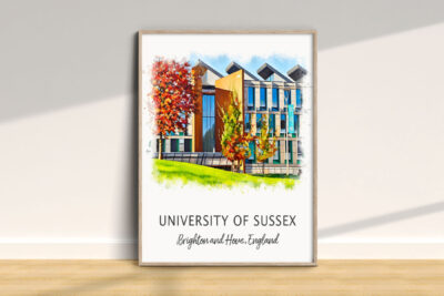 University of Sussex building illustration, England