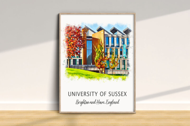 University of Sussex building illustration, England