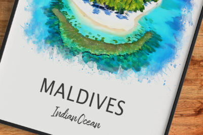 Illustration of Maldives island in Indian Ocean