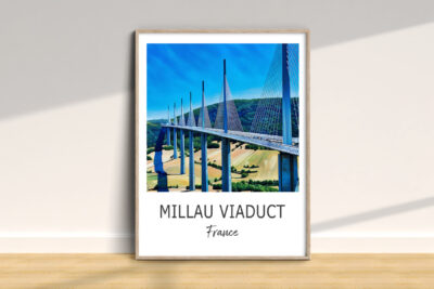 Millau Viaduct in France poster on wall.