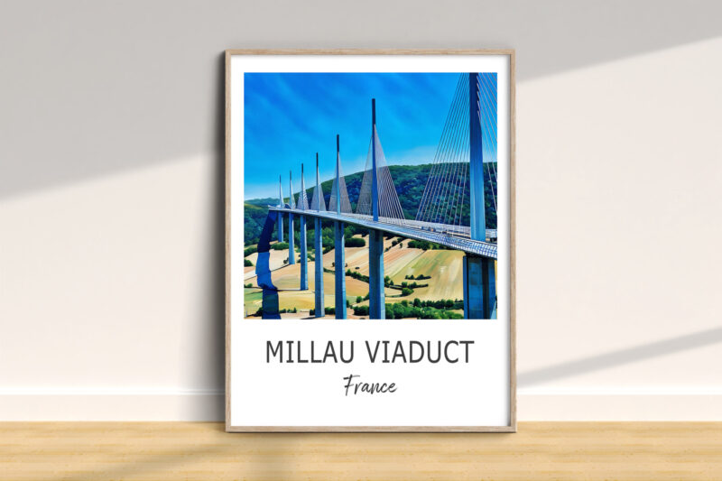 Millau Viaduct in France poster on wall.