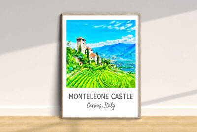 Monteleone Castle illustration in frame on floor
