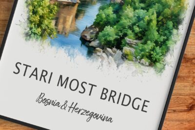 Stari Most Bridge illustration, Bosnia & Herzegovina
