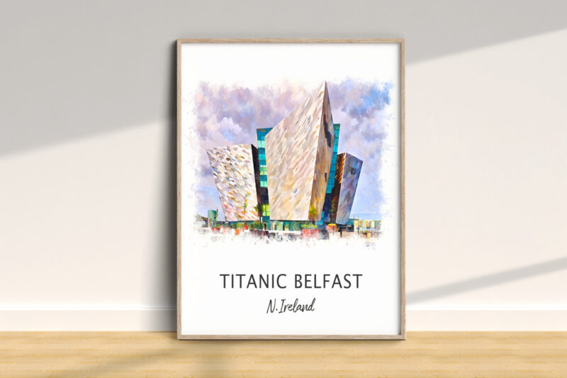 Abstract painting of Titanic Belfast building