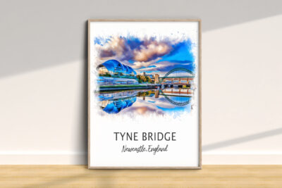 Tyne Bridge watercolor print in Newcastle, England