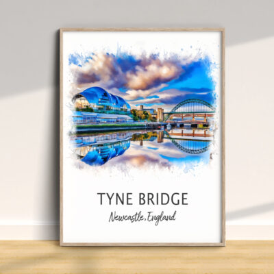 Tyne Bridge watercolor print in Newcastle, England