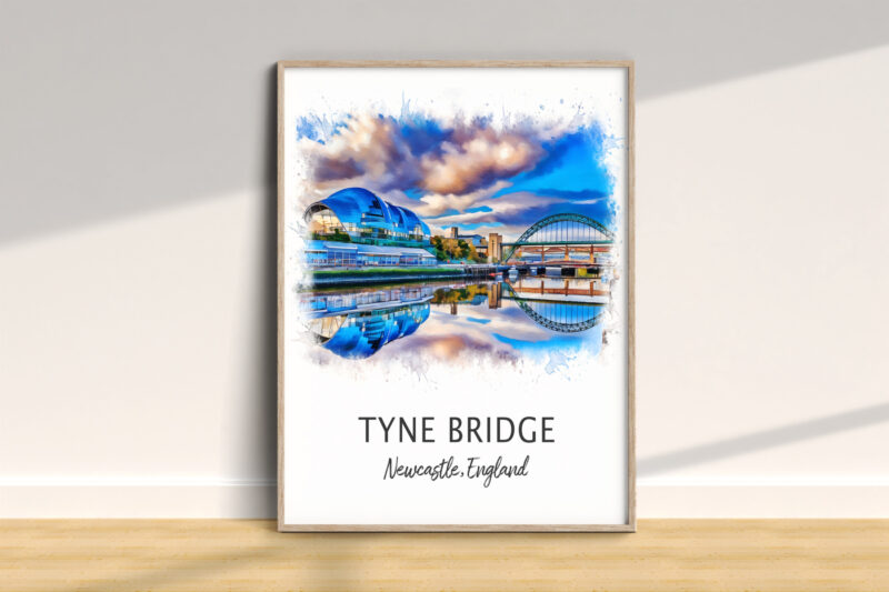 Tyne Bridge watercolor print in Newcastle, England