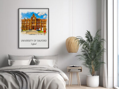 University of Salford England dorm room decor.