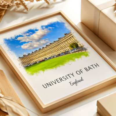 University of Bath artwork in wooden frame