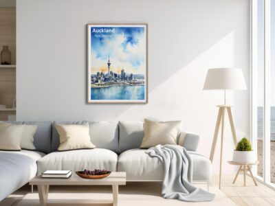 Auckland poster in modern living room