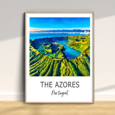 Azores scenic landscape artwork in a frame.
