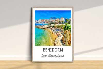 Benidorm beach poster, Costa Blanca, Spain