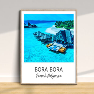 Bora Bora overwater bungalows, French Polynesia poster.
