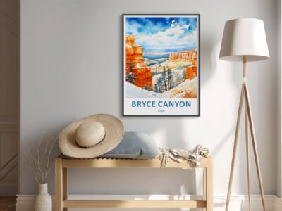 Bryce Canyon poster on modern interior wall.