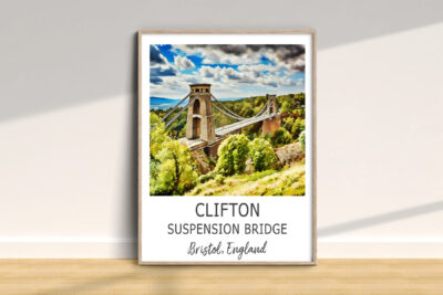 Clifton Suspension Bridge in summer landscape.
