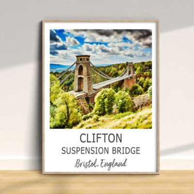 Clifton Suspension Bridge in summer landscape.