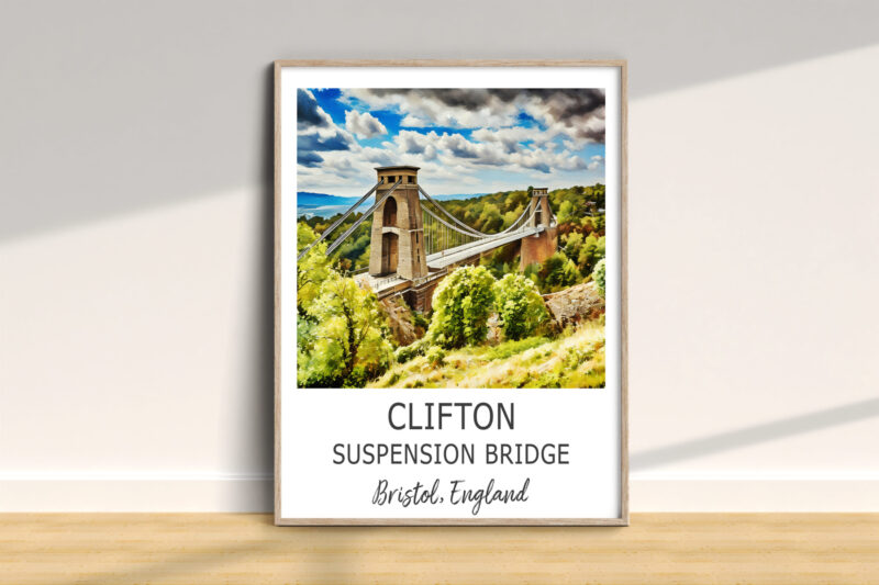 Clifton Suspension Bridge in summer landscape.