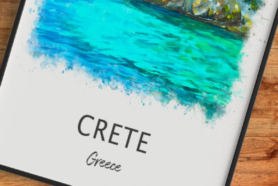 Crete Greece watercolor art print