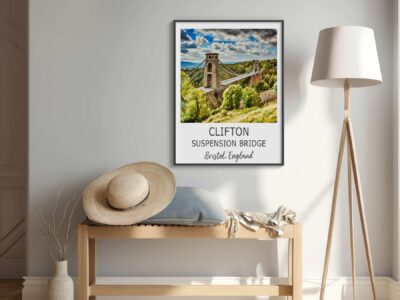 Room decor featuring Clifton Suspension Bridge poster.