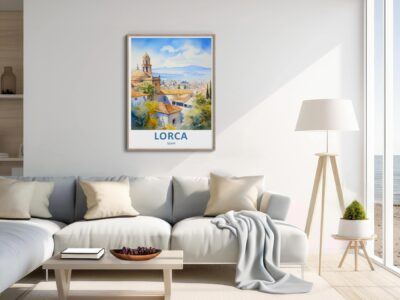Bright living room with Lorca, Spain wall art.